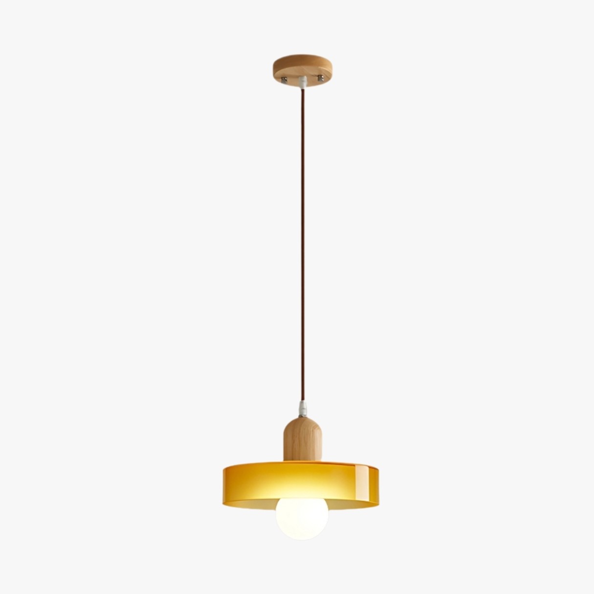 Modern Nordic Disc Orb Glass Wood Pendant Light KL884