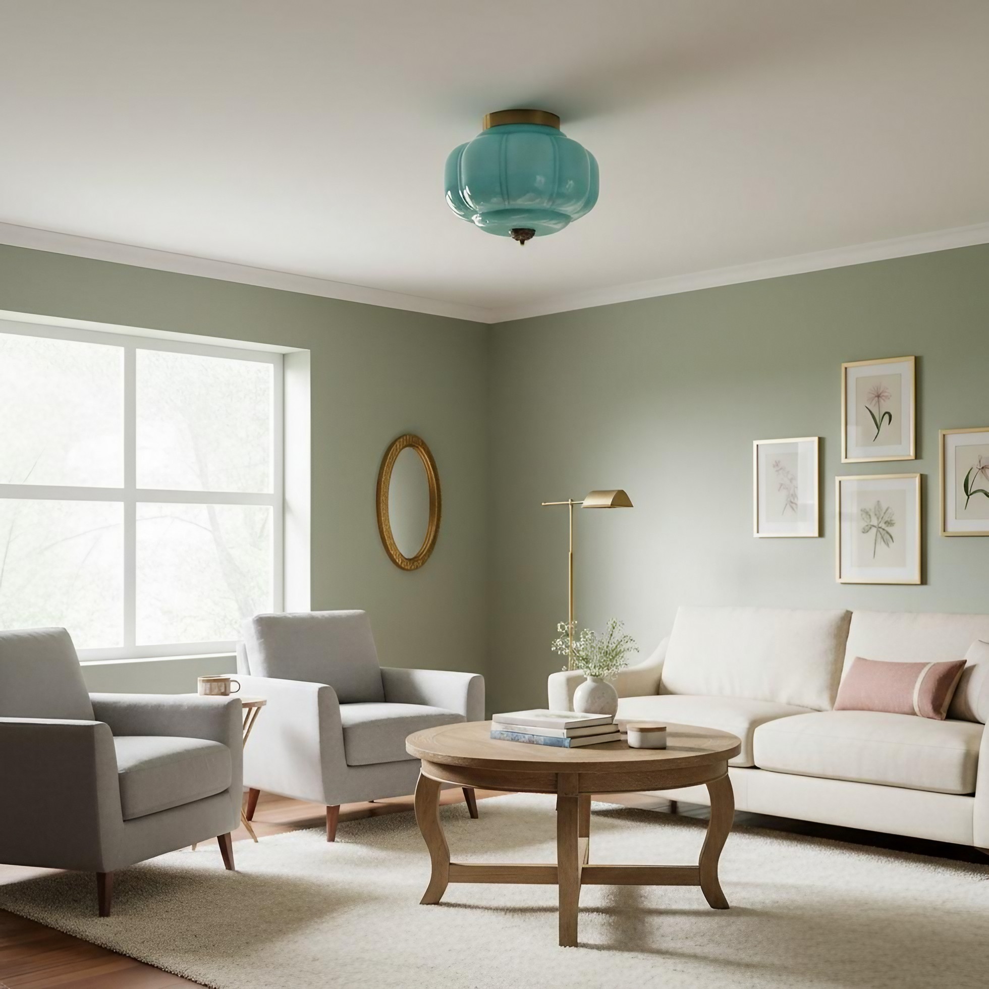 Eloise Retro Milk Glass Semi Flush Mount Ceiling Light KL859