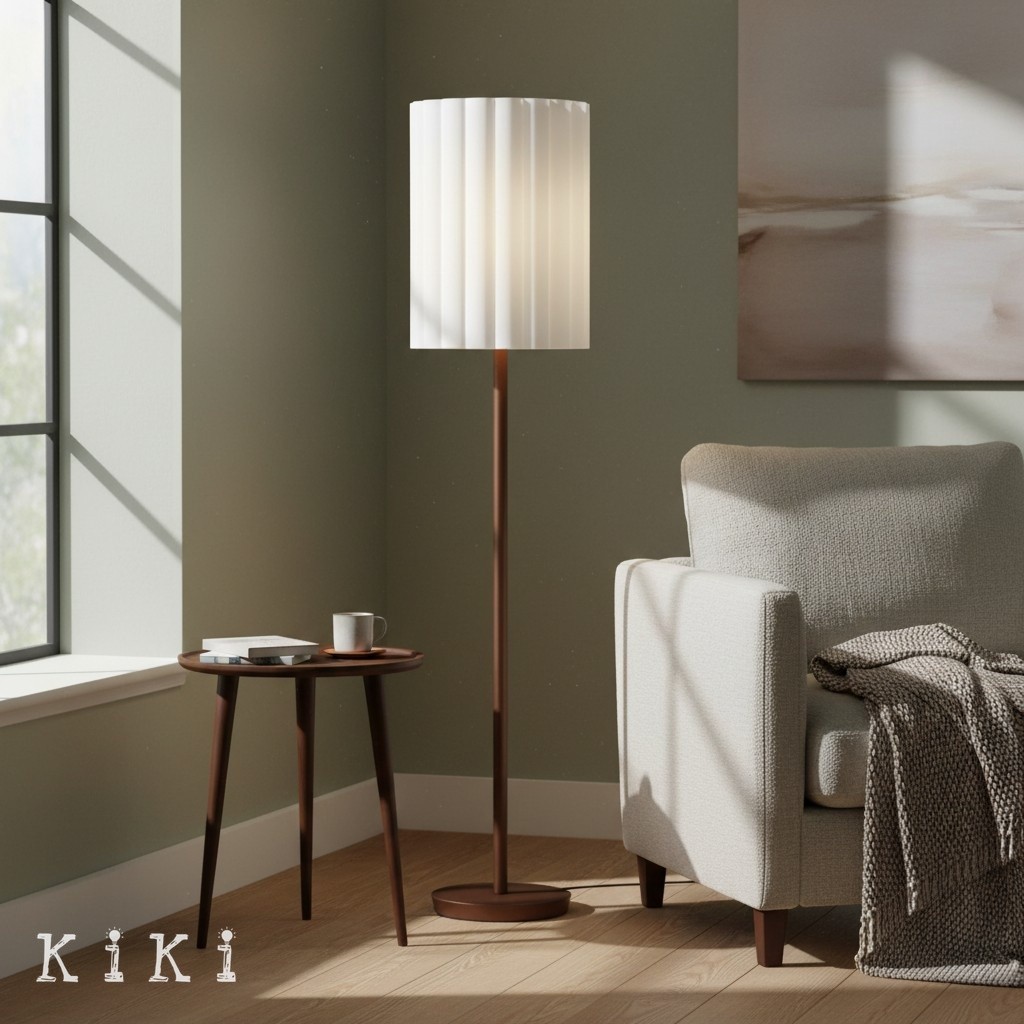Linbron Fluted Fabric Shade Floor Light - Minimalist Fabric Floor Light for Interior Decor KL1667