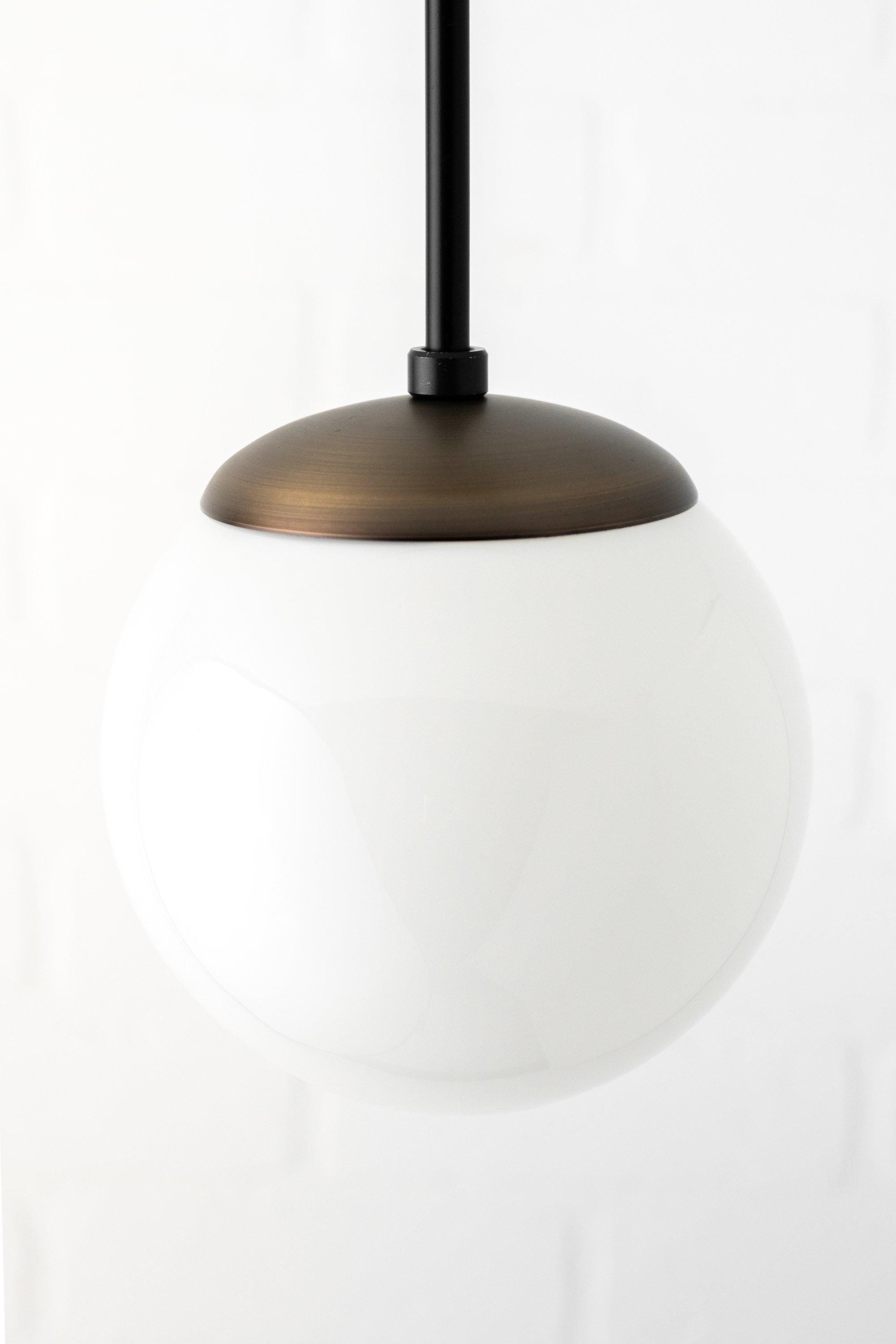 Glorica Glass White Globe Pendant Light - Mid Century Modern Glass Hanging Fixture KL1423