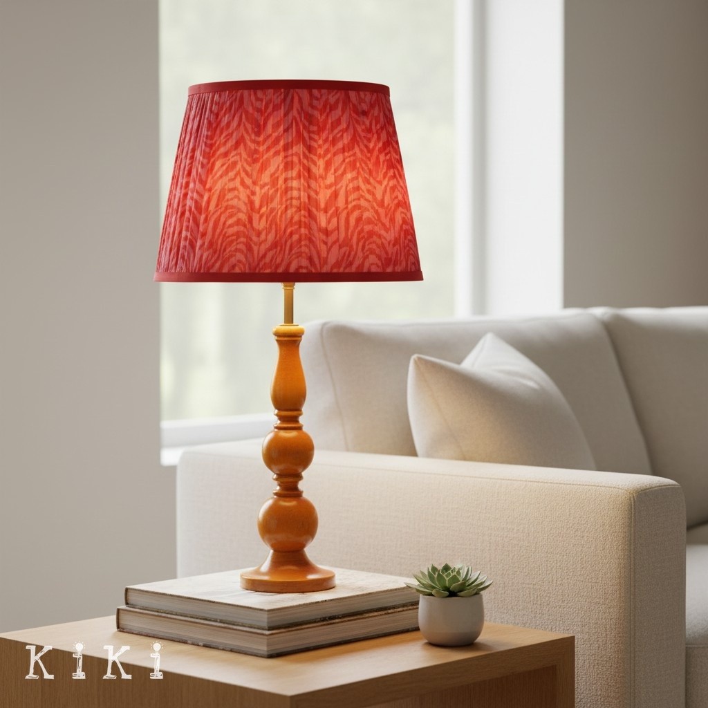 Grainora Soft Fabric Shade Table Lamp - Sculptural Wooden Base Lamp for Interiors KL2129