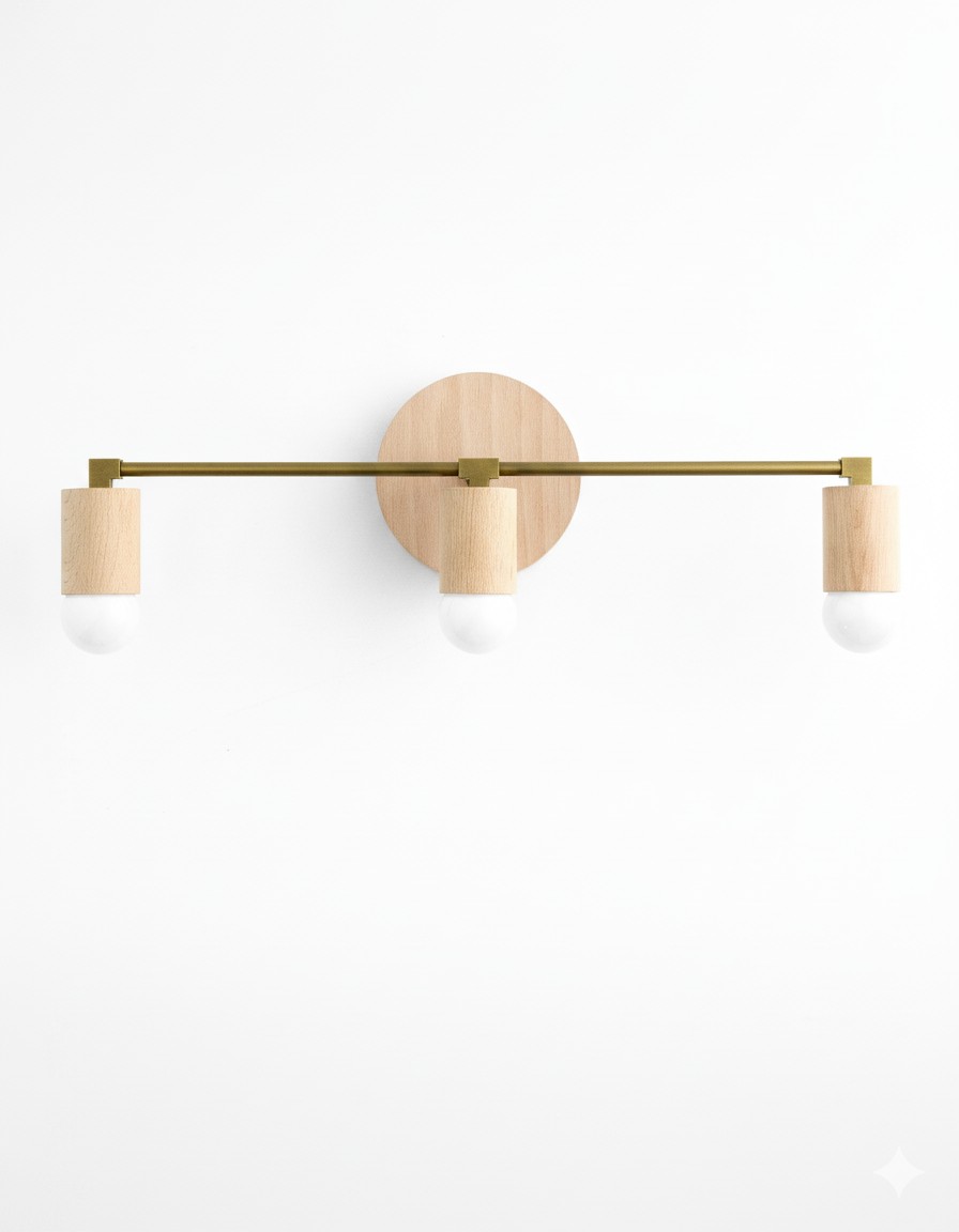 Mobilux Line Wood and Vanity Light - Bohemian Bathroom Lighting Fixture KL1469