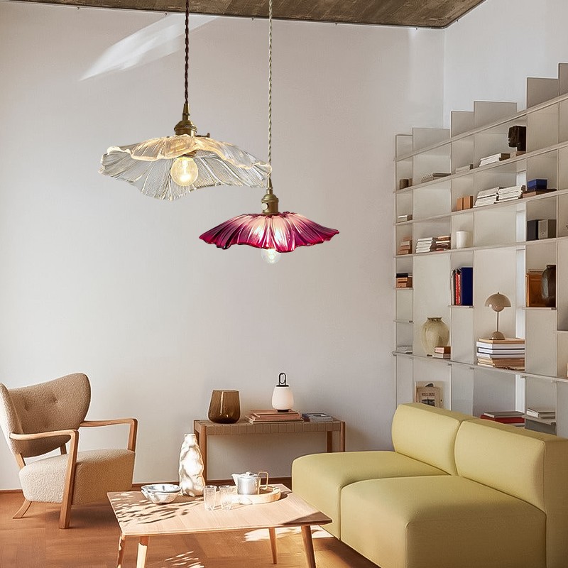 Retro Lotus Creative Glass Pendant Lamp