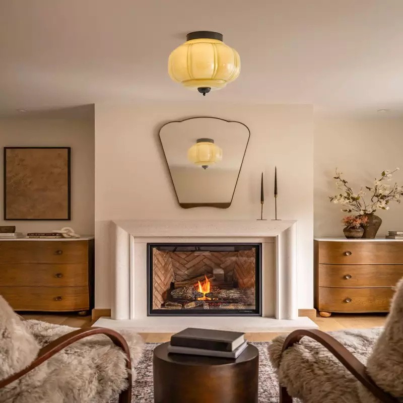 Eloise Retro Milk Glass Semi Flush Mount Ceiling Light KL859