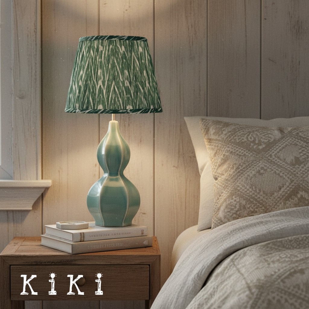 Thalune Pleated Ceramic Table Lamp - Decorative Lamp for Desk Room or Living Area KL2154