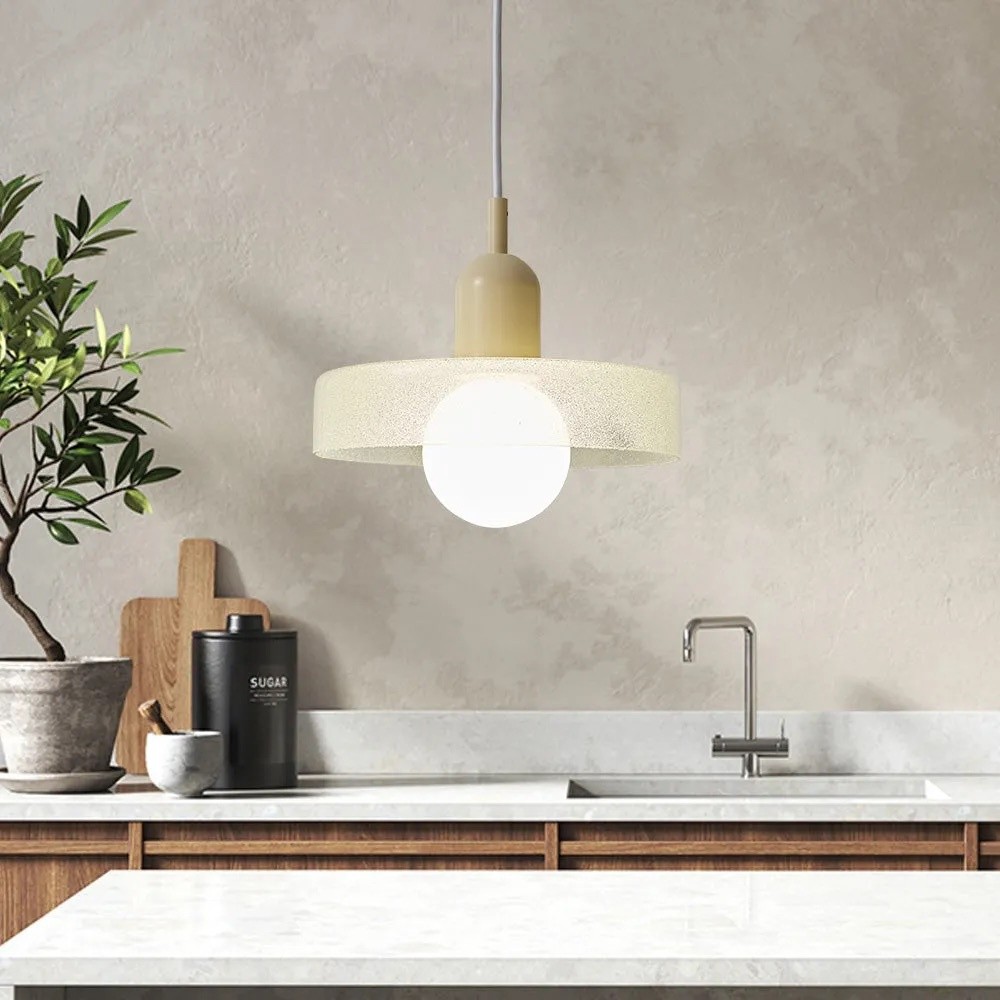 Modern Crystal Glass Disc Orb Pendant Light For Kitchen Island KL920