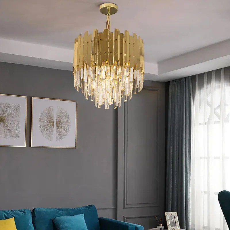 Modern Brass Crystal Chandelier