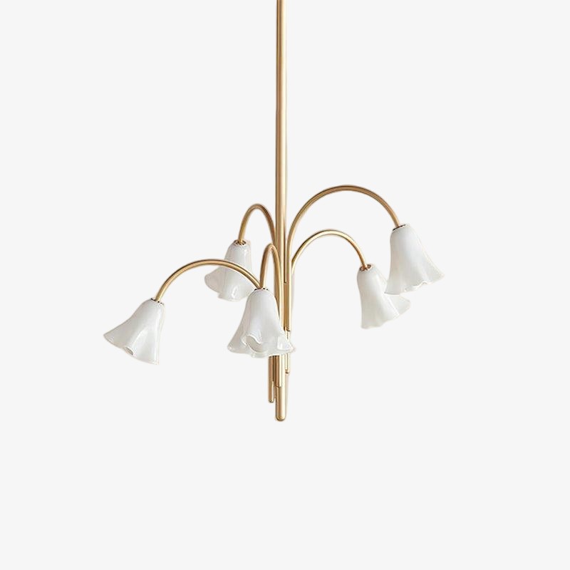 Bellina Modern Romantic Chandelier - Botanical Lily Design with Glass Flowers KL1449