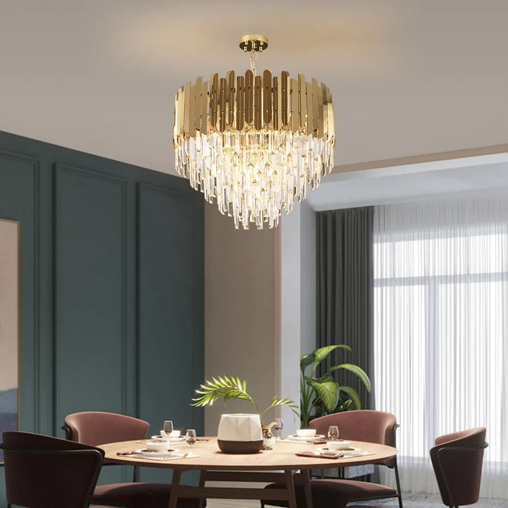 Modern Brass Crystal Chandelier