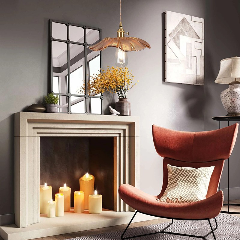 Retro Lotus Creative Glass Pendant Lamp
