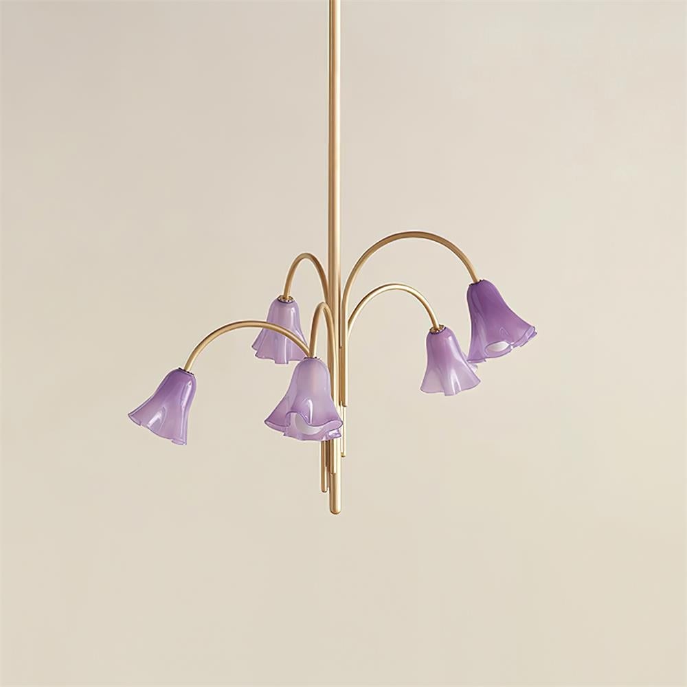 Bellina Modern Romantic Chandelier - Botanical Lily Design with Glass Flowers KL1449