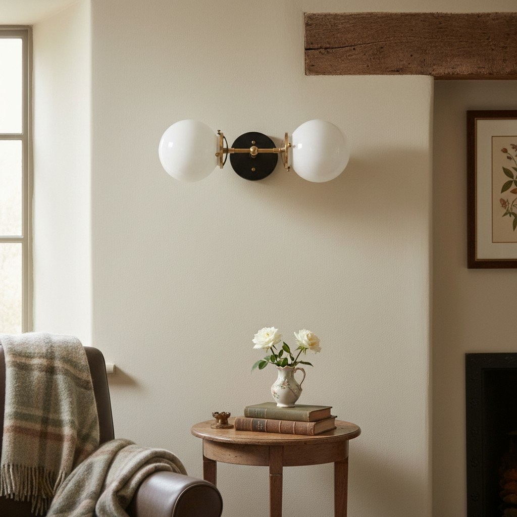 Lumio Globe Art Deco Vanity Light -  Opal Globe Bathroom Sconce KL1416