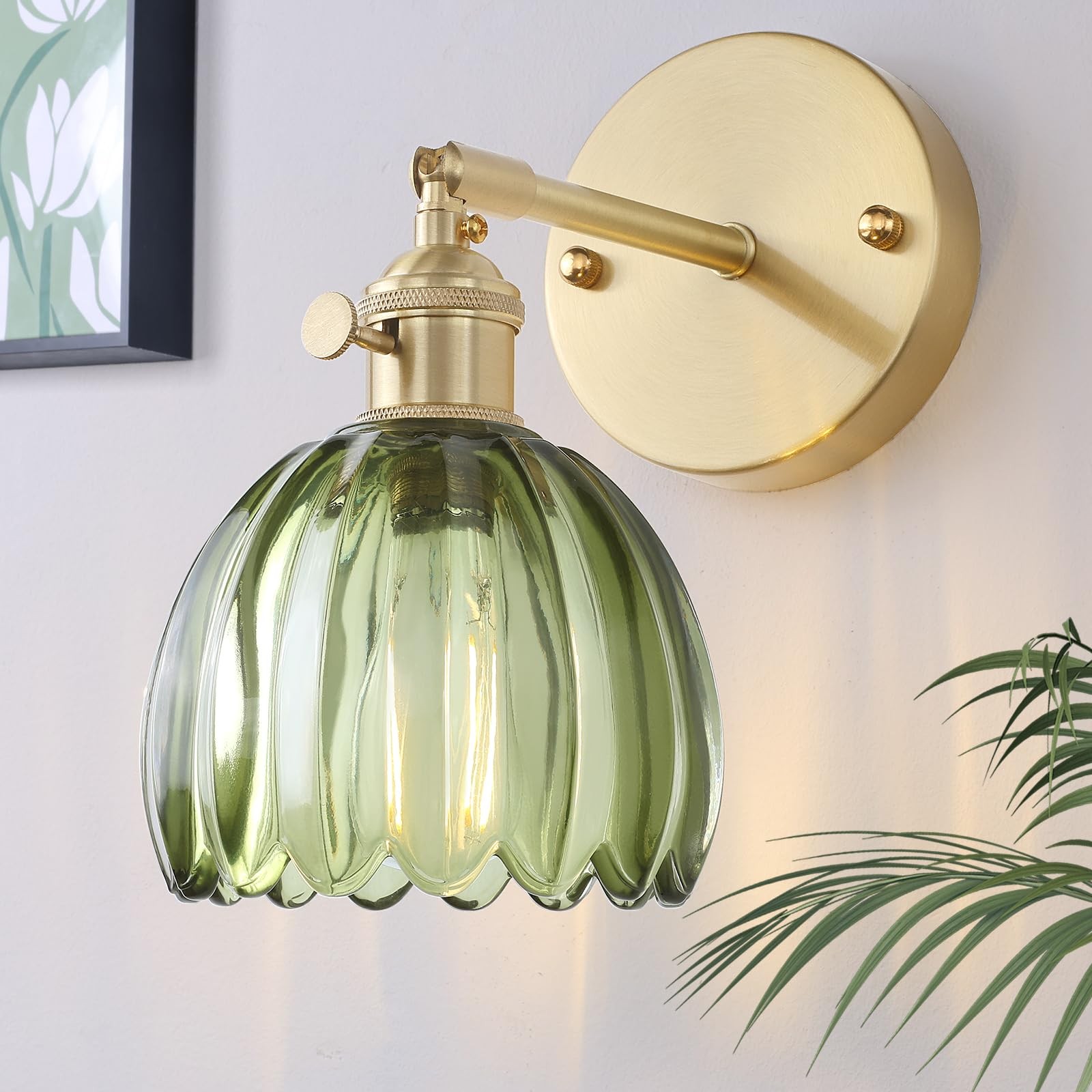 Antique Brass Tulip Glass Wall Light KL93