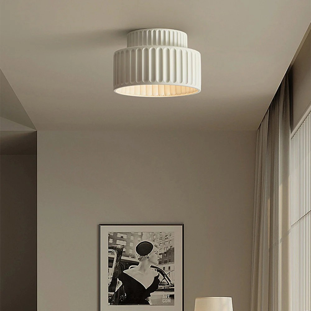 Cream Style Resin Bowl Flush Mount Ceiling Light KL118