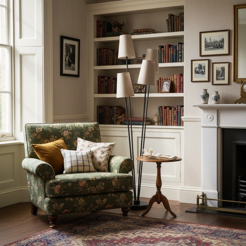 Duova 4 Light Floor Lamp - Fabric Shade Floor Lamp for Reading Corners or Living Spaces KL1649