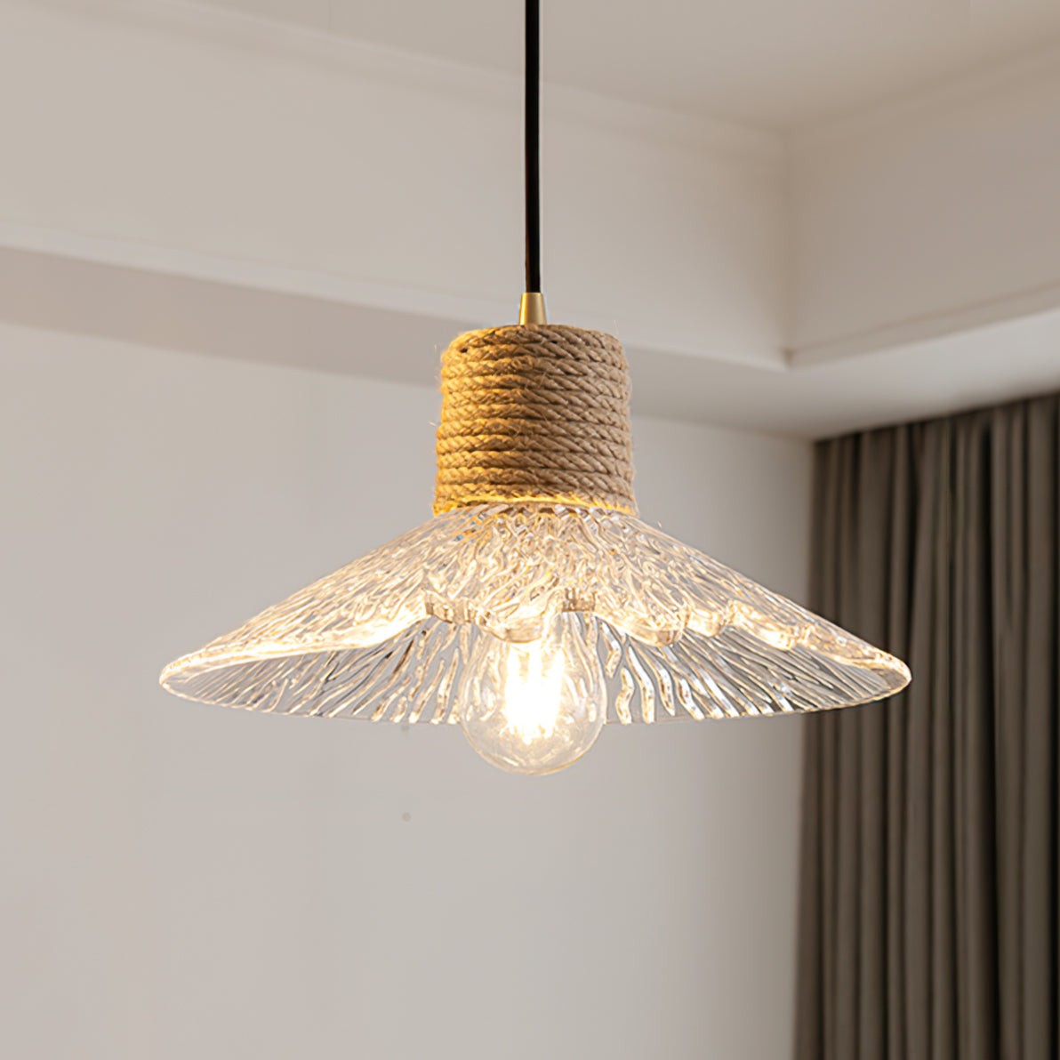 Hemp Rope Glass Pendant Lamp KL1030