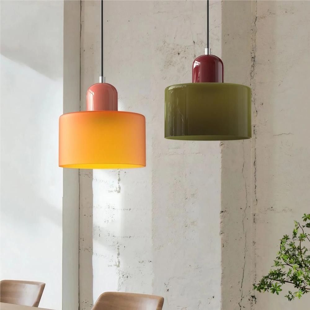 Morandi Cylinder Stained Glass Pendant Light KL17