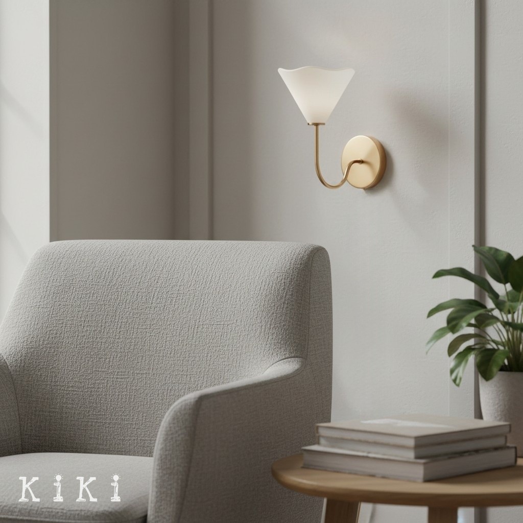 Kysara Floral Design Wall Sconce - Chic Satin Brass Sconce for Bathroom and Hallway KL1628