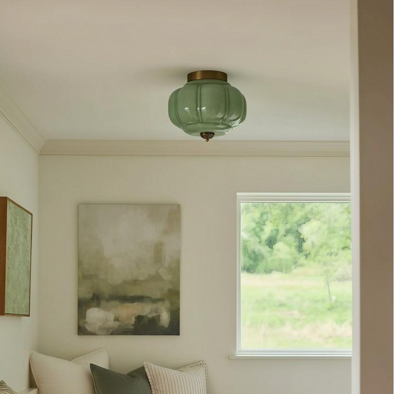 Eloise Retro Milk Glass Semi Flush Mount Ceiling Light KL859