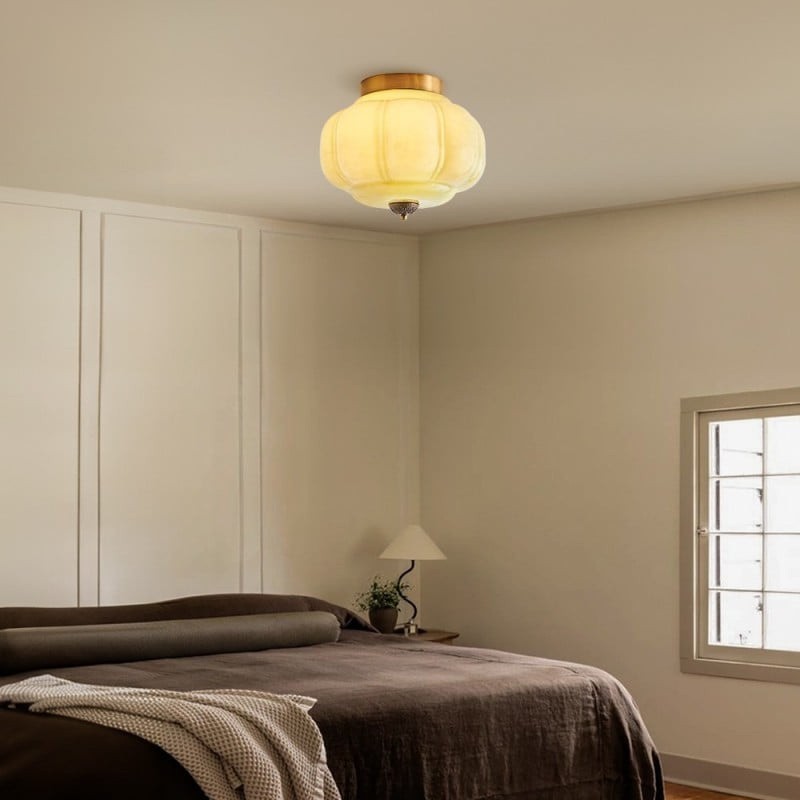 Eloise Retro Milk Glass Semi Flush Mount Ceiling Light KL859