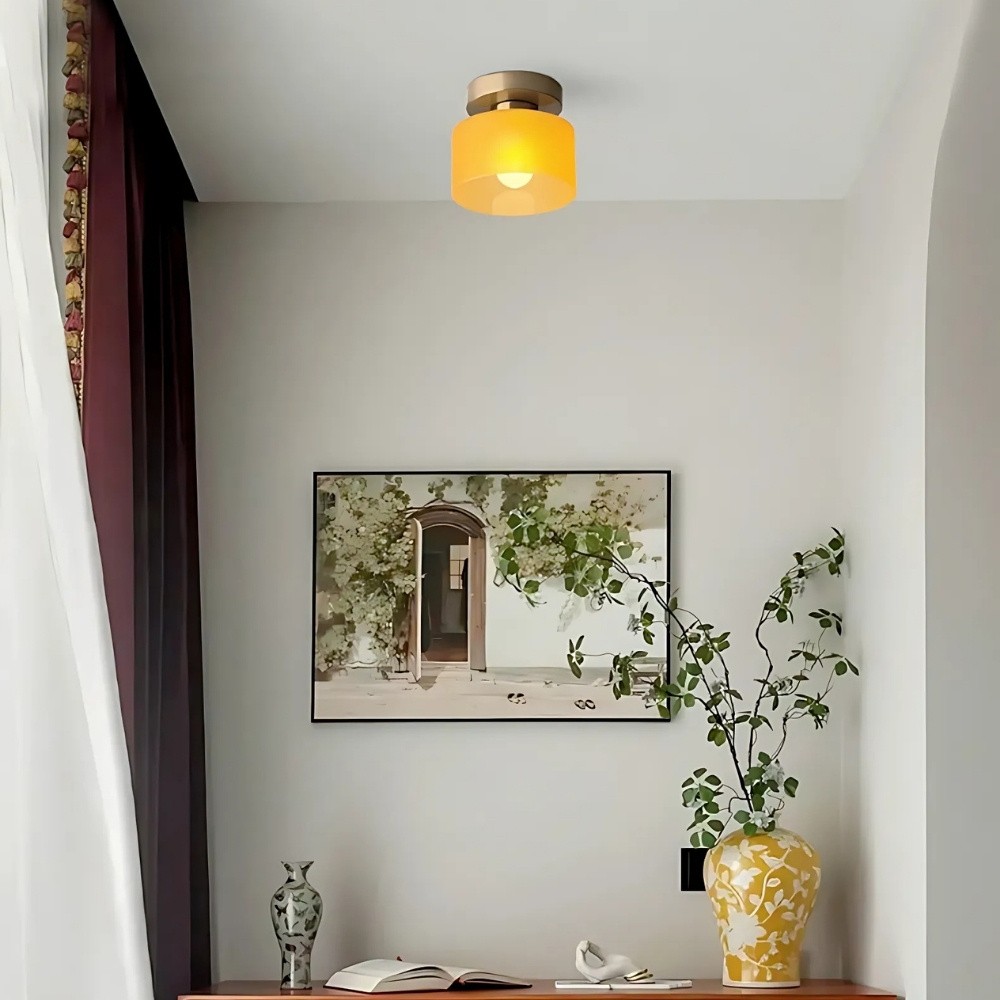Moriglaze Glass Cylinder Ceiling Light - Sleek Sculptural Ceiling Lamp for Bedroom KL883
