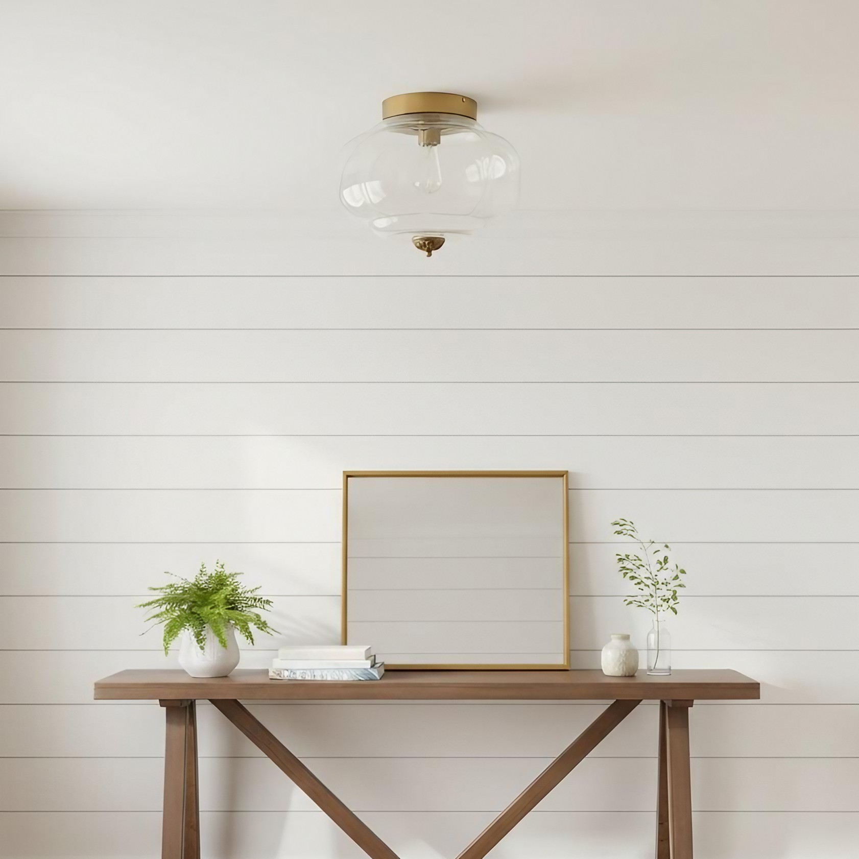Eloise Retro Milk Glass Semi Flush Mount Ceiling Light KL859