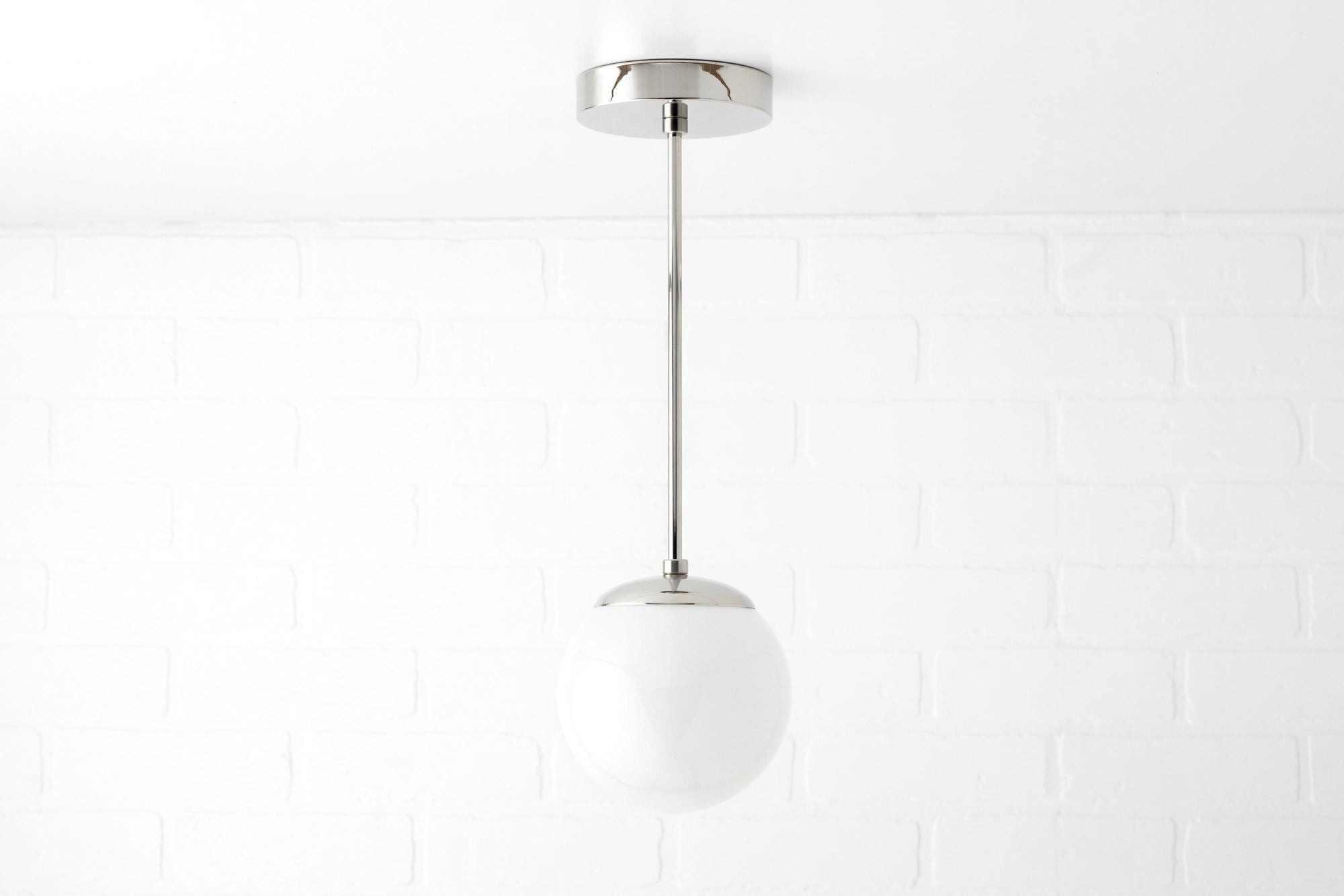 Glorica Glass White Globe Pendant Light - Mid Century Modern Glass Hanging Fixture KL1423
