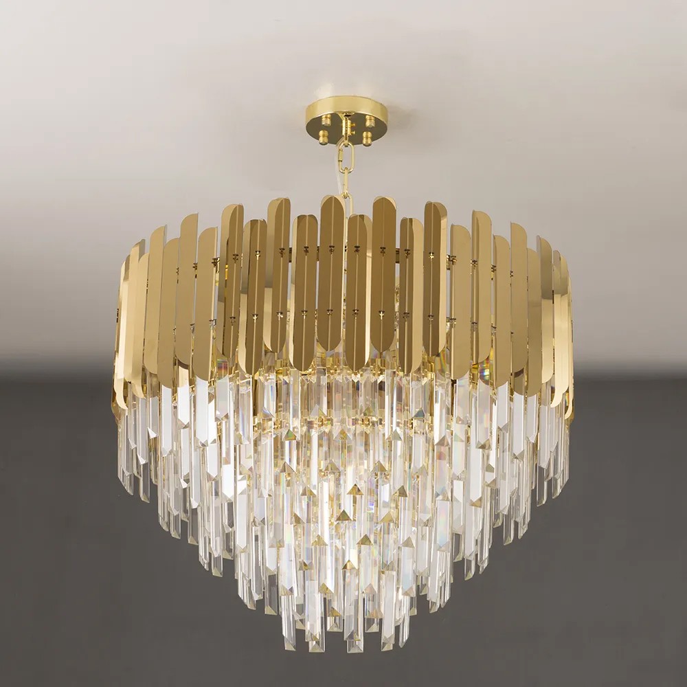 Modern Brass Crystal Chandelier