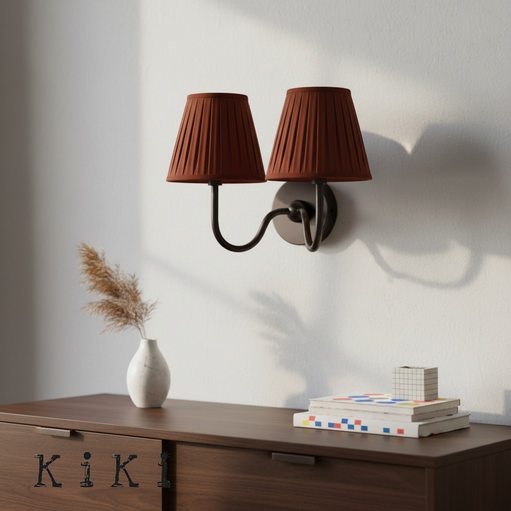 Luvora Vintage Pleated Shade Wall Lamp - Refined Linen Sconce For Bathroom or Corridor KL1272