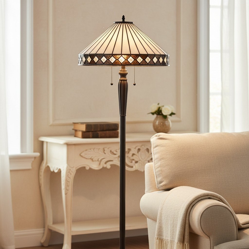 TF Fargo Geometric Art Deco Tiffany Floor Lamp for Living Room Corner Lighting KL1808