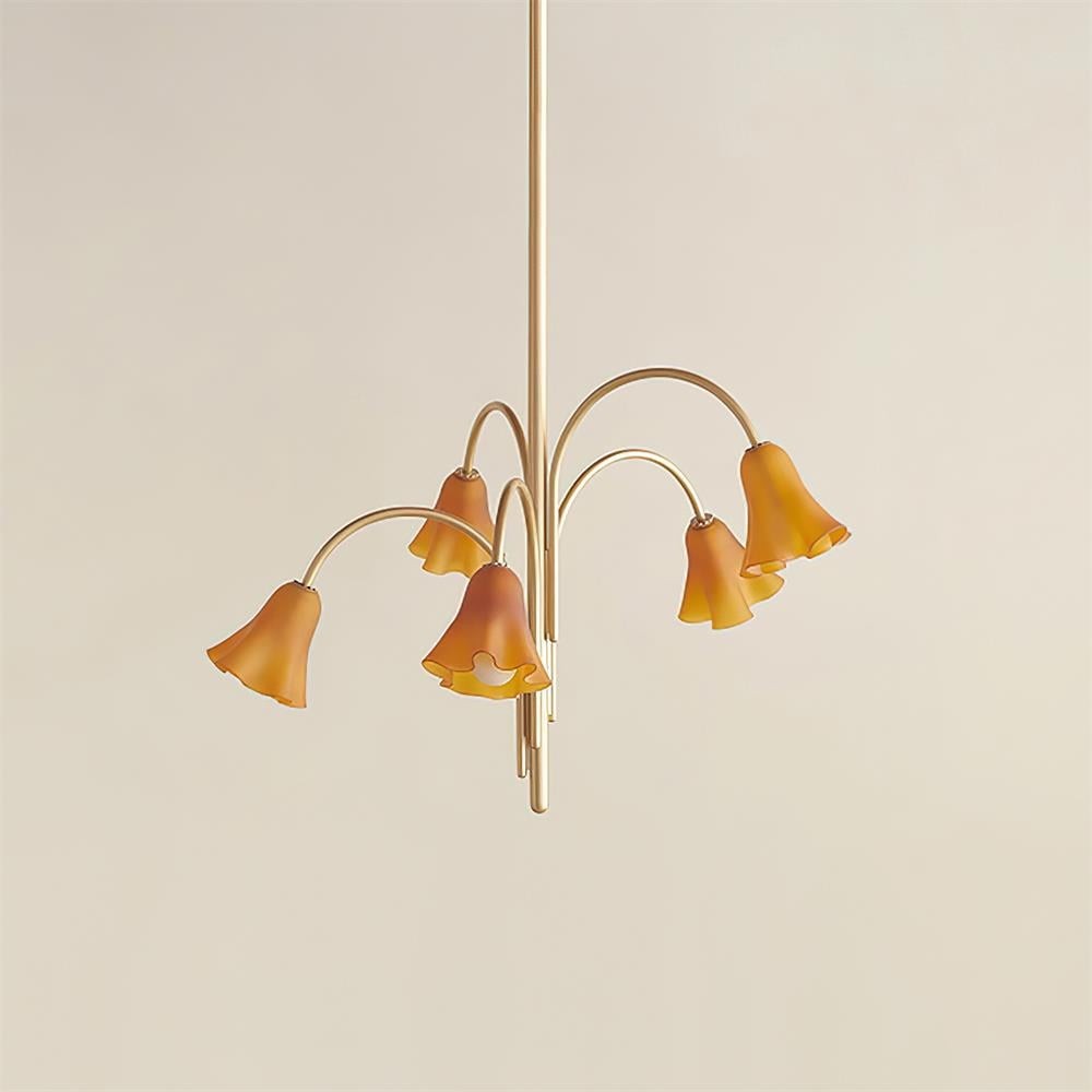 Bellina Modern Romantic Chandelier - Botanical Lily Design with Glass Flowers KL1449