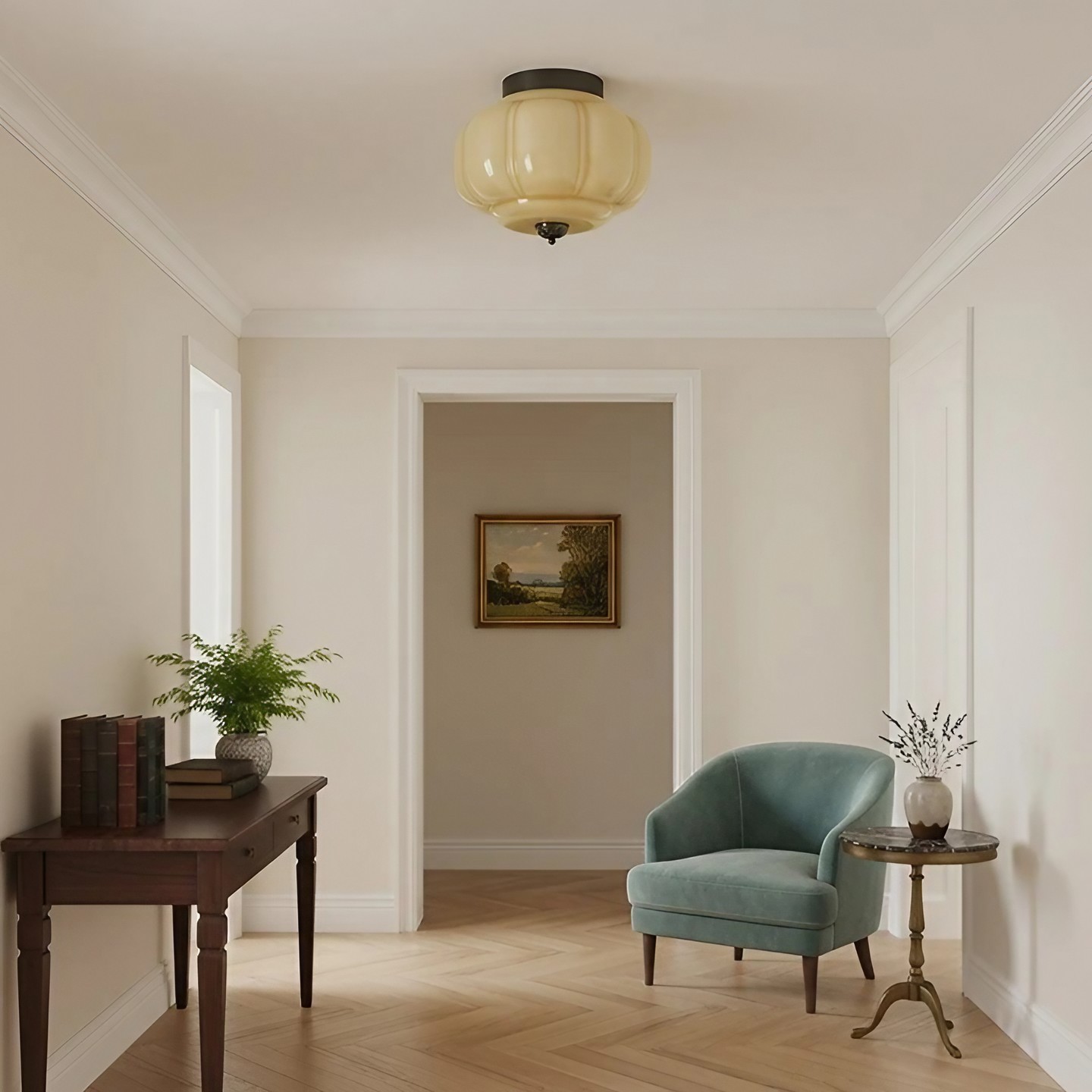 Eloise Retro Milk Glass Semi Flush Mount Ceiling Light KL859