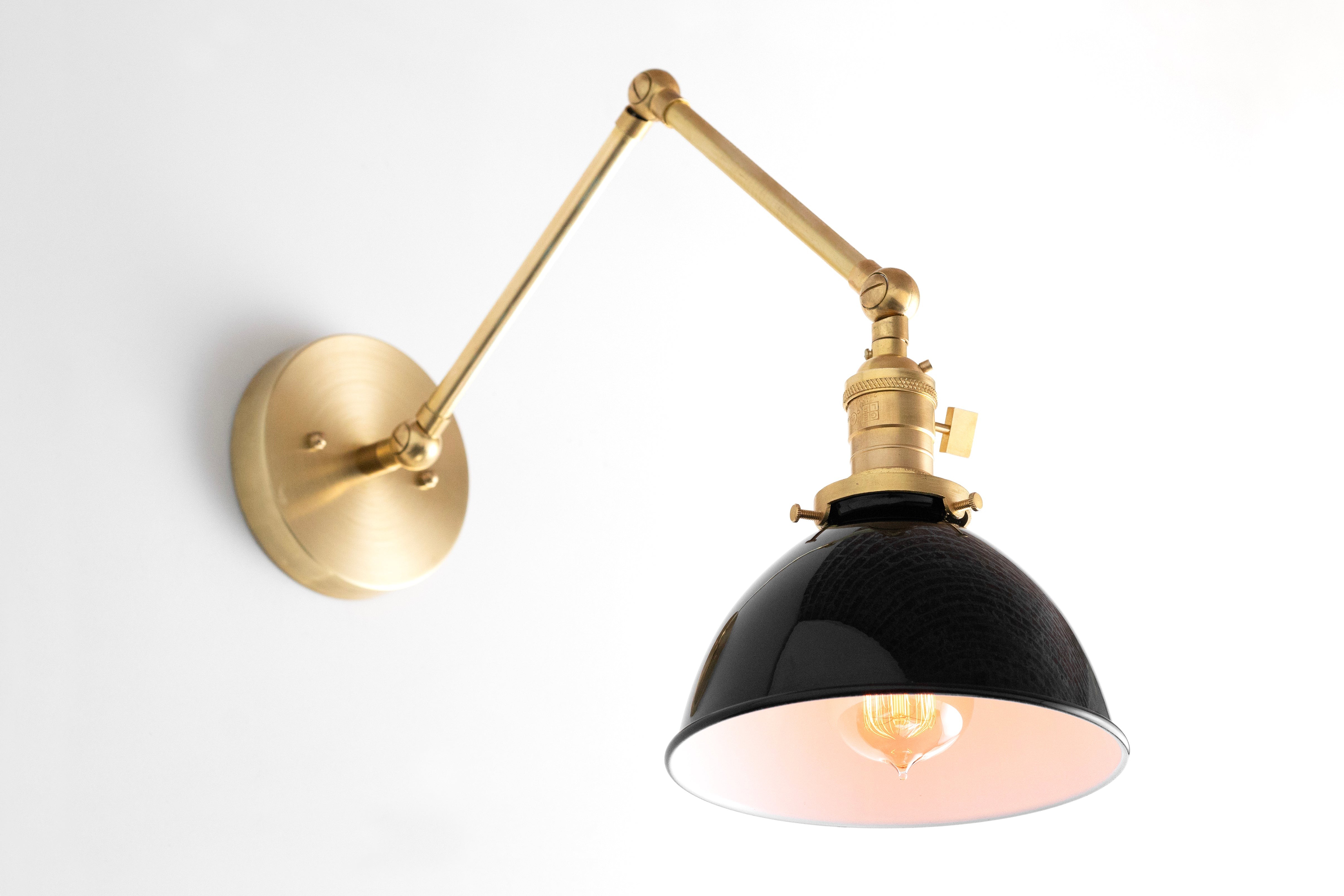 Conique Metal Vintage Industrial Swing Arm Wall Lamp - Adjustable Dome Shade for Study KL1440