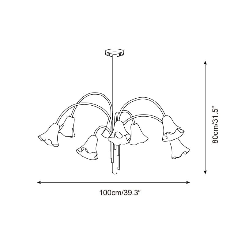 Bellina Modern Romantic Chandelier - Botanical Lily Design with Glass Flowers KL1449