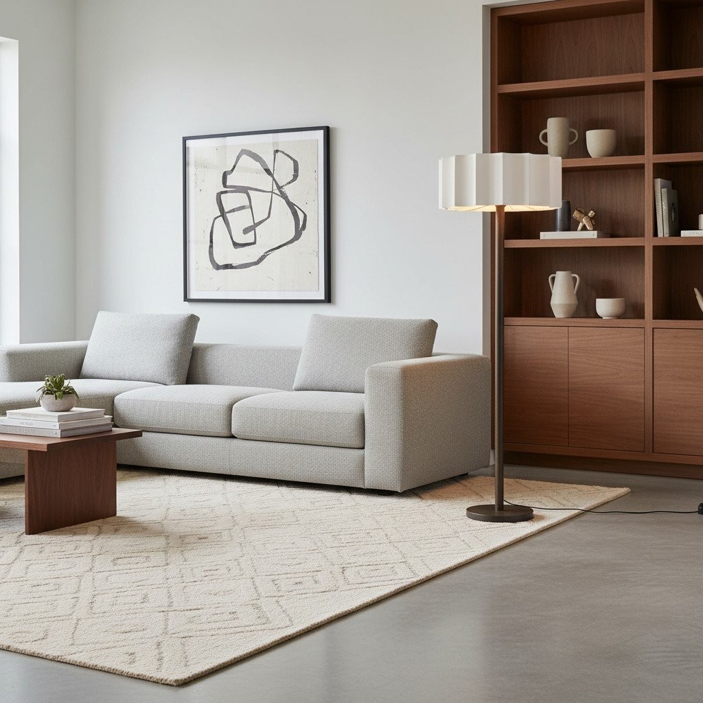 Cavilon Modern Floor Lamp - Slim Profile and Soft Shade Contemporary Metal Lighting for Bedroom KL1666