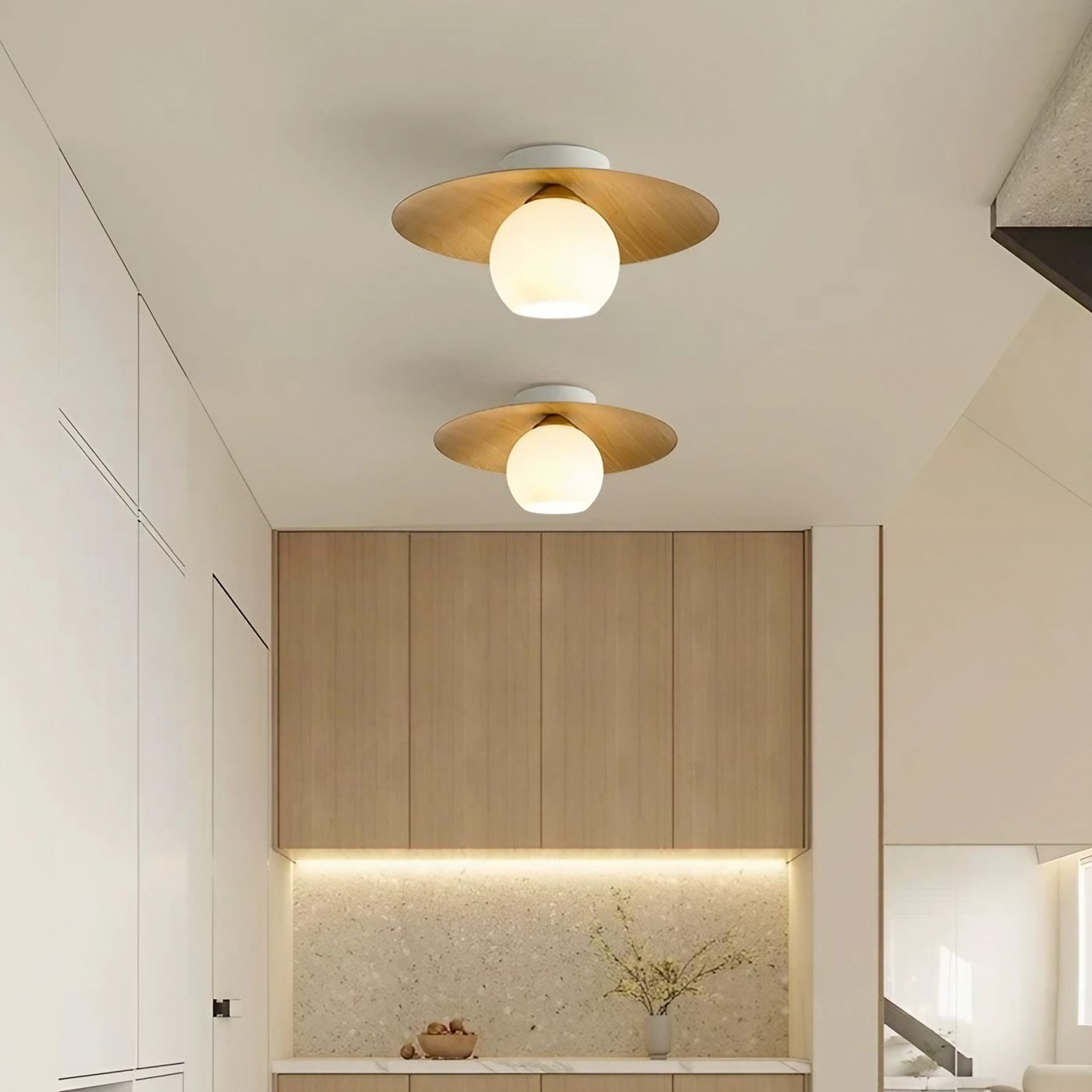 Nordic Ribbed Glass Dome Ceiling Light KL156
