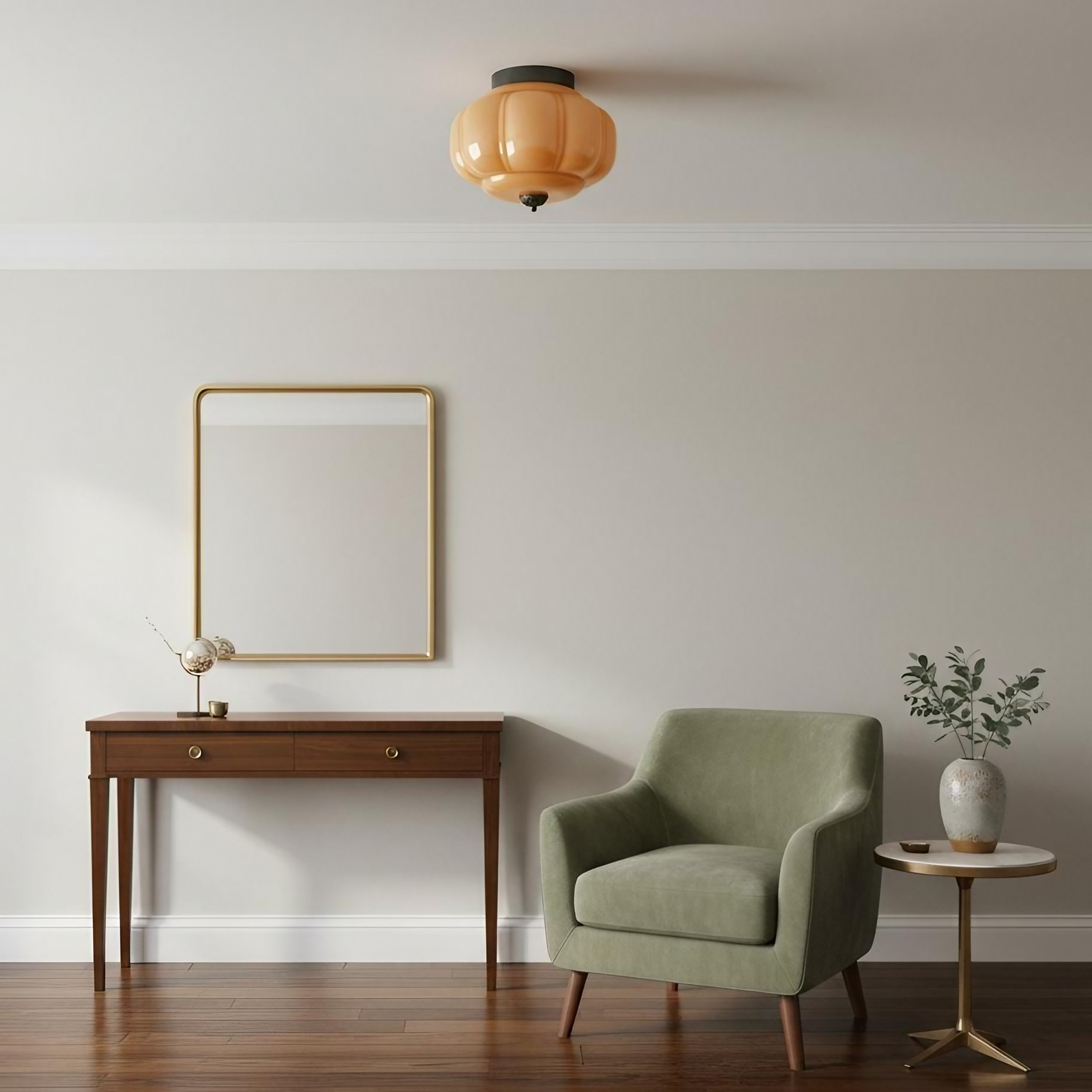 Eloise Retro Milk Glass Semi Flush Mount Ceiling Light KL859