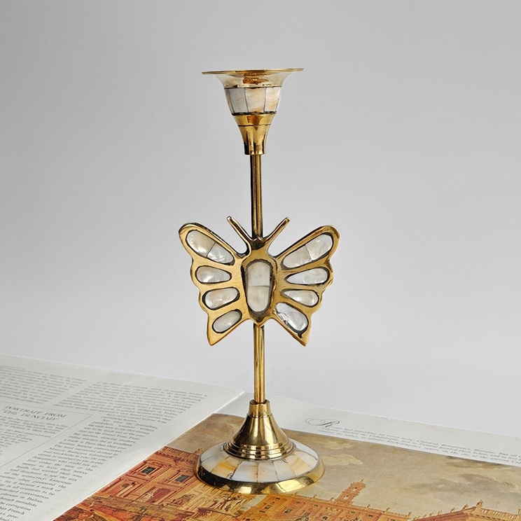 Ossik Decorative Candle Holder - Retro Nordic Brass Holder for Bedroom and Table KL2348