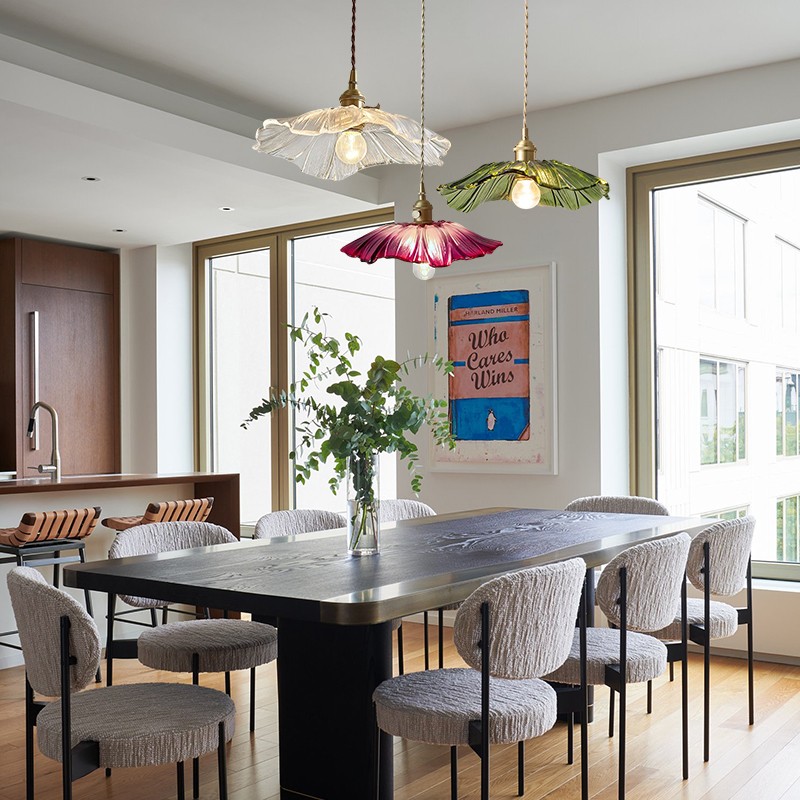 Retro Lotus Creative Glass Pendant Lamp