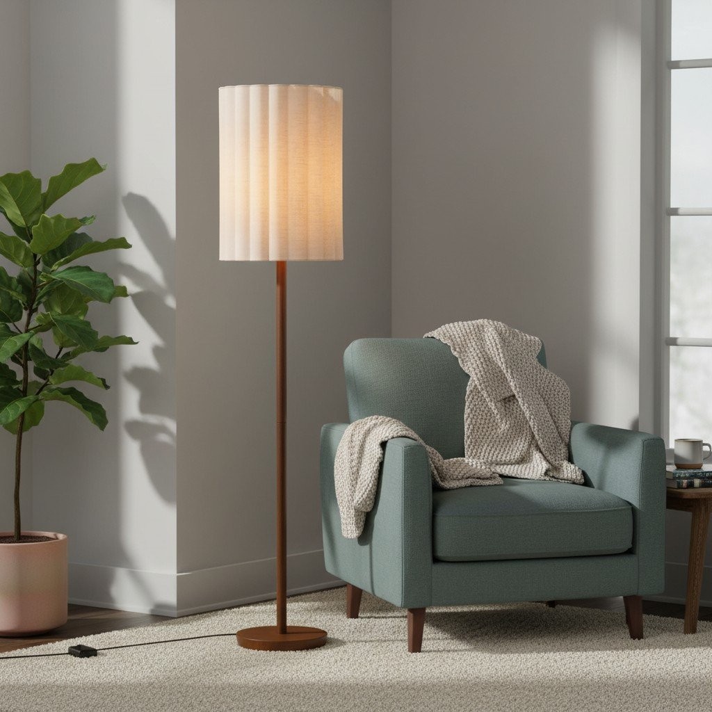Linbron Fluted Fabric Shade Floor Light - Minimalist Fabric Floor Light for Interior Decor KL1667