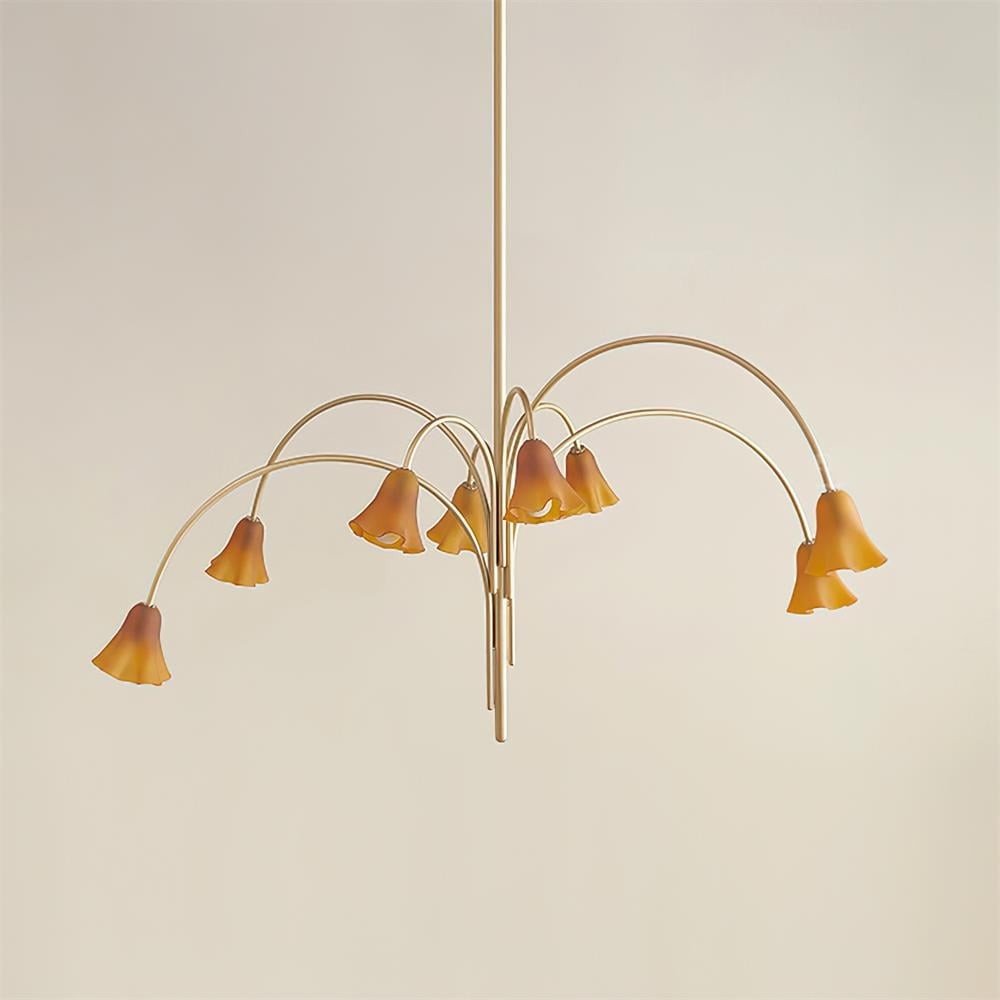 Bellina Modern Romantic Chandelier - Botanical Lily Design with Glass Flowers KL1449