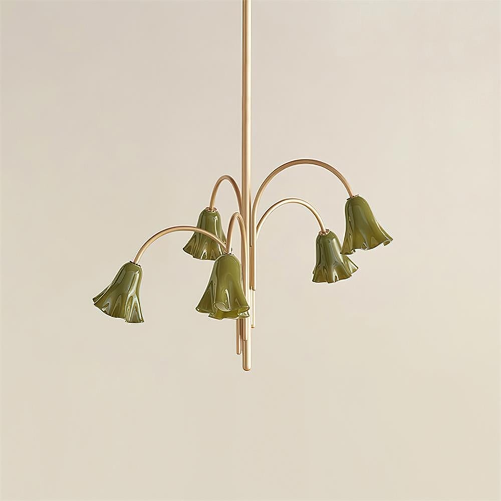 Bellina Modern Romantic Chandelier - Botanical Lily Design with Glass Flowers KL1449