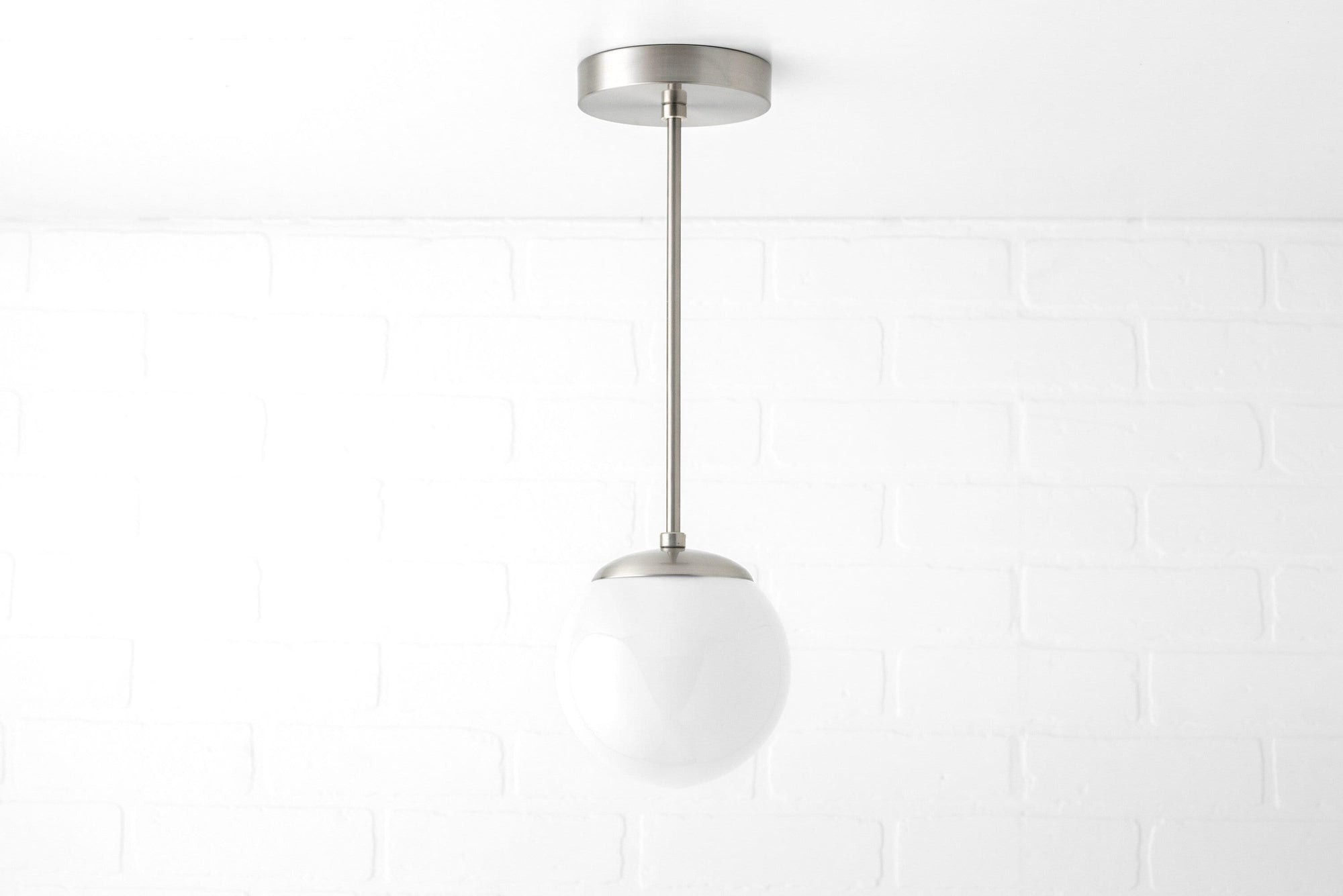 Glorica Glass White Globe Pendant Light - Mid Century Modern Glass Hanging Fixture KL1423