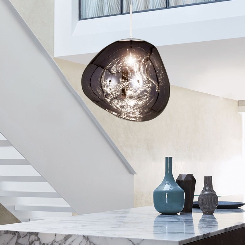 Glass Melt Pendant Light - Artistic Molten Pendant Light For Living Room And Dining Room