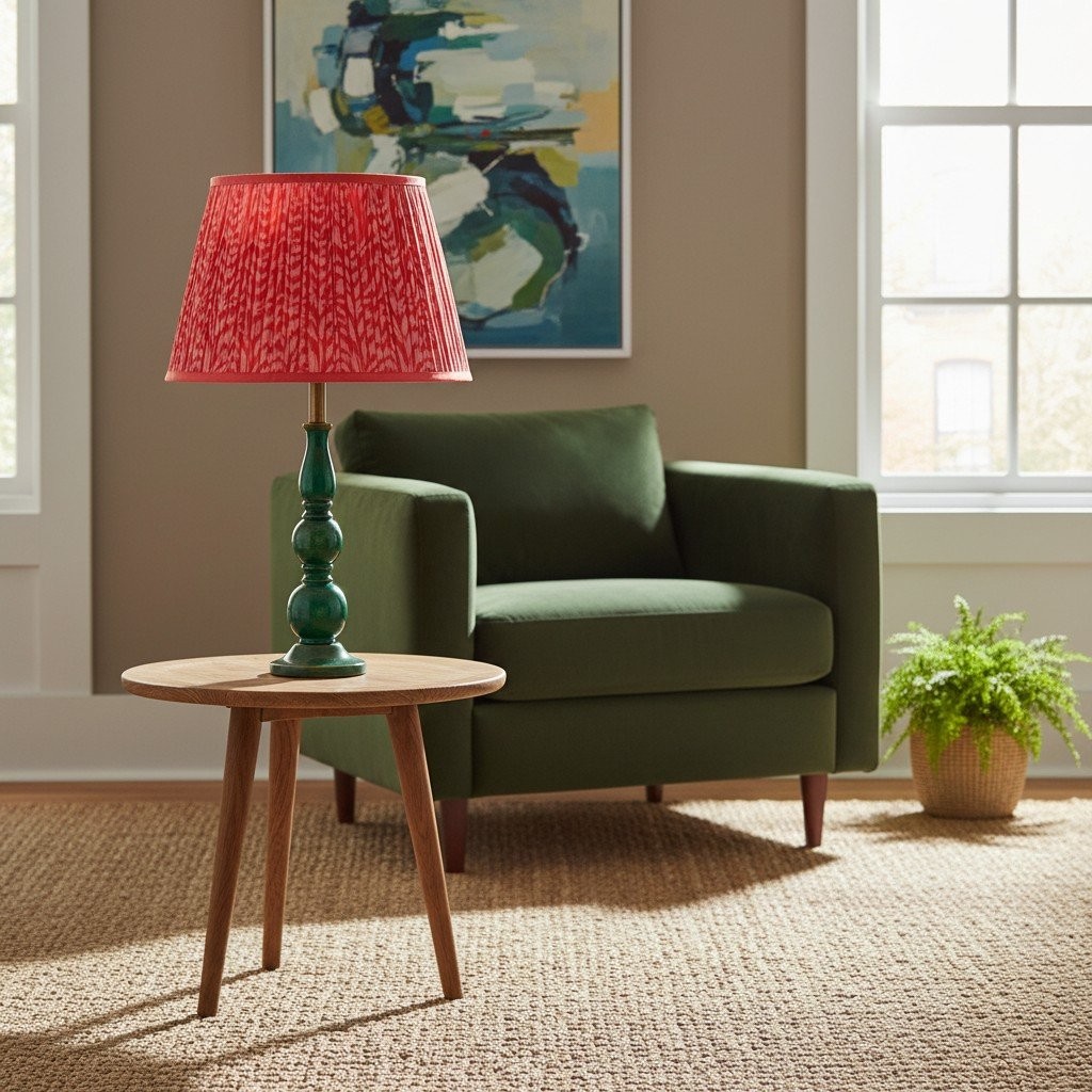 Grainora Soft Fabric Shade Table Lamp - Sculptural Wooden Base Lamp for Interiors KL2129