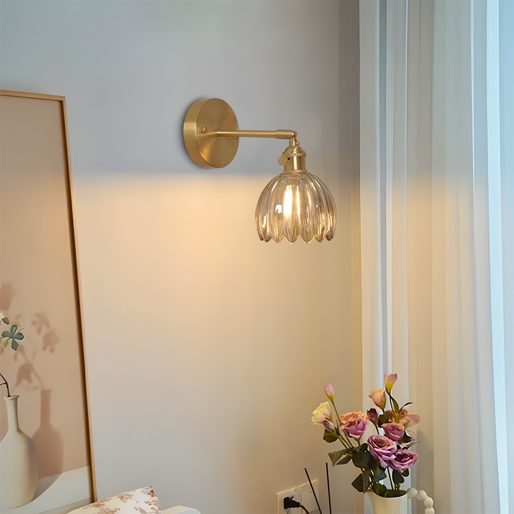 Antique Brass Tulip Glass Wall Light KL93