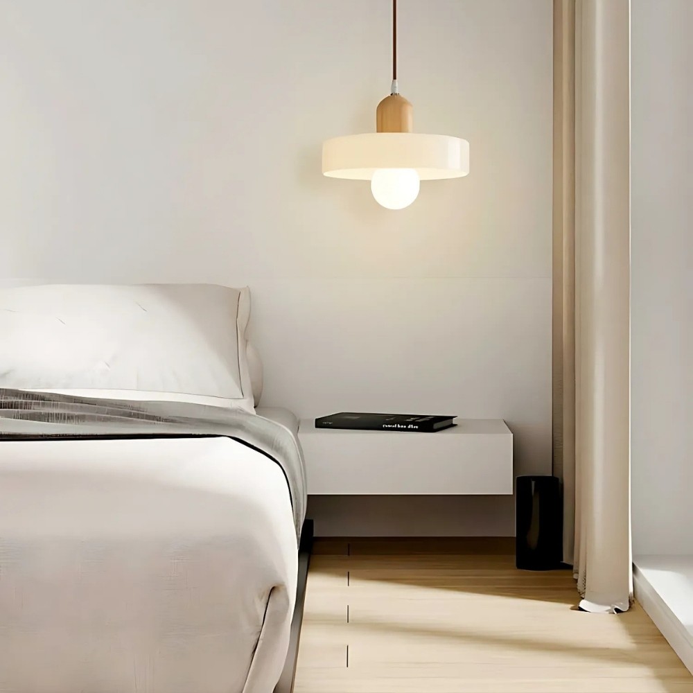 Modern Nordic Disc Orb Glass Wood Pendant Light KL884