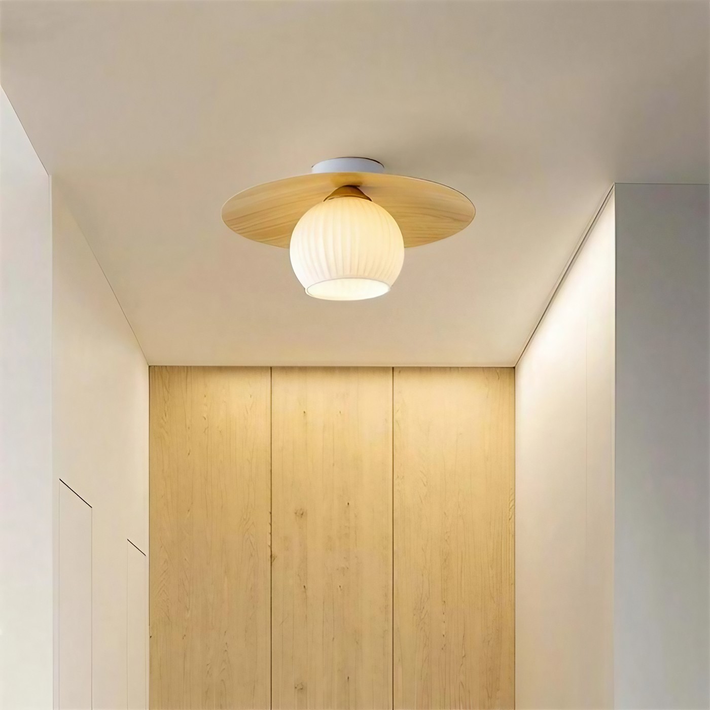 Nordic Ribbed Glass Dome Ceiling Light KL156