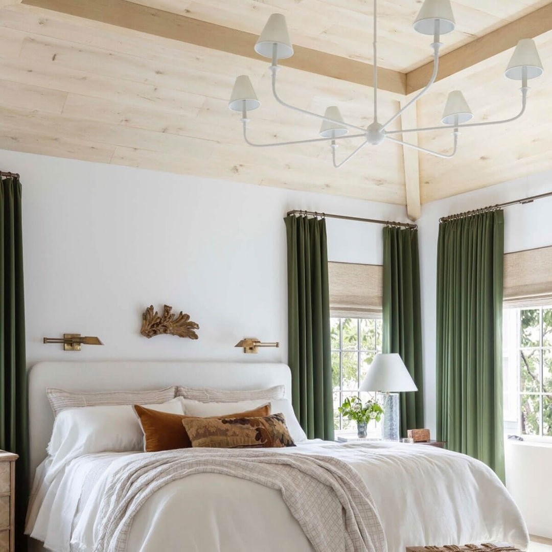 Modern Industrial Metal Chandelier – Luxury Linen Shade Design for Dining or Living Room KL1218