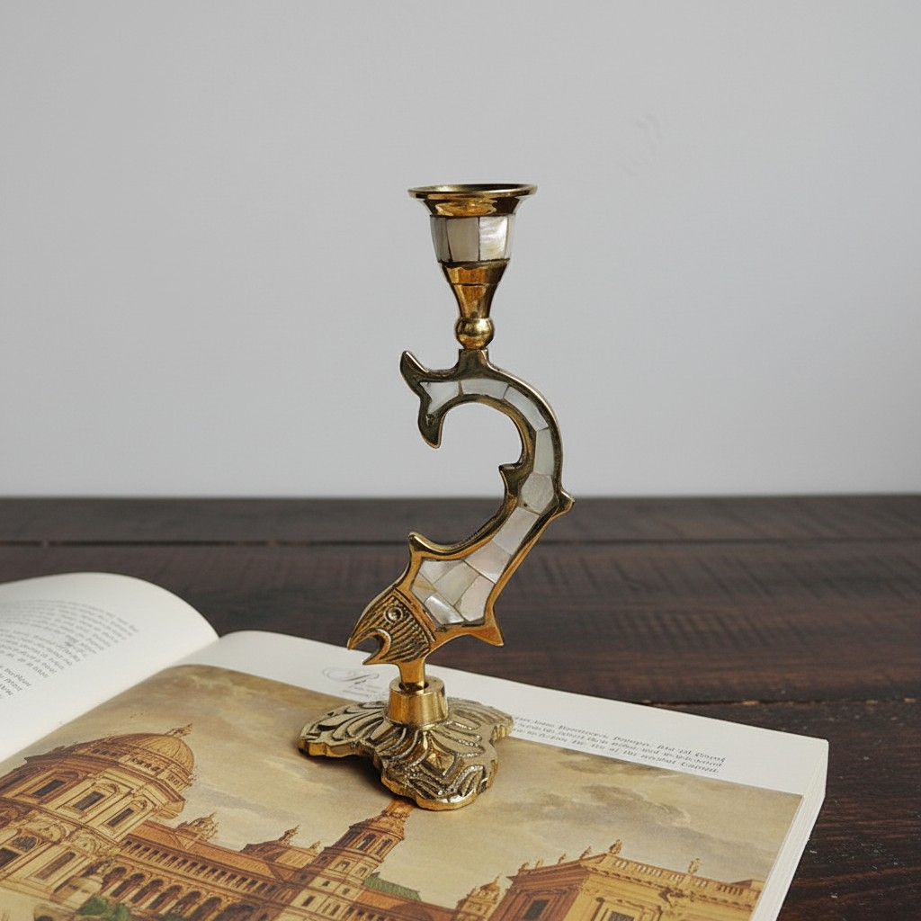 Ossik Decorative Candle Holder - Retro Nordic Brass Holder for Bedroom and Table KL2348